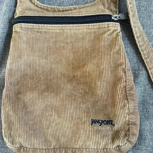 Jansport Unisex Travel Bag Brown Adjustable Straps 2000's y2k Vtg cordoroy - Picture 2 of 11